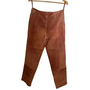 NEW PINK SUEDE Leather Pants Terry Lewis Classic Luxuries Straight Size 6 Petite